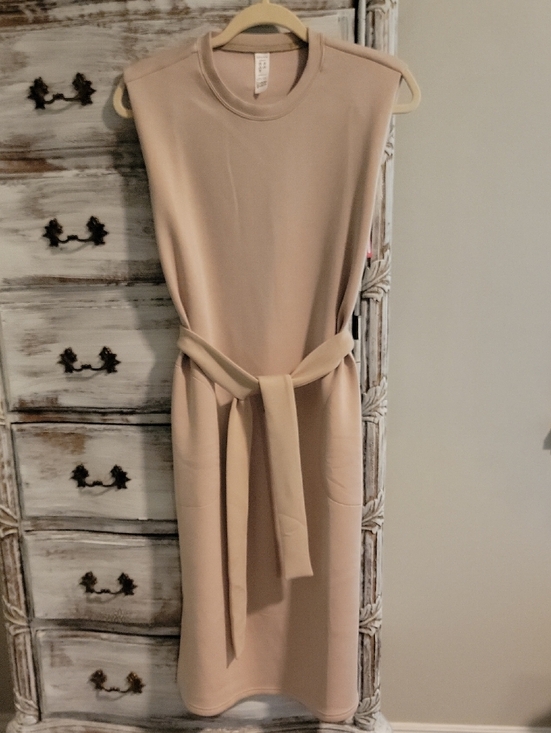SPANX Dresses & Skirts - SPANX Sleeveless Belted Midi Dress in Beige